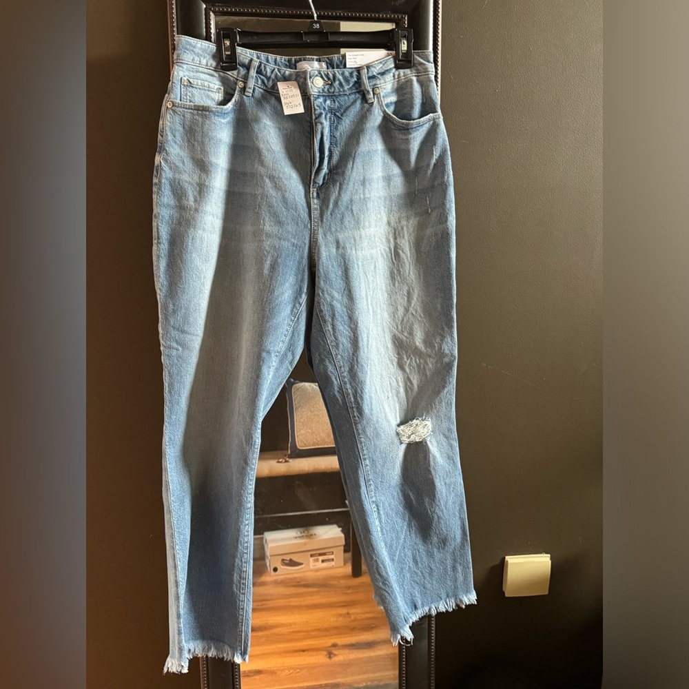 Loft crop jeans with fringe